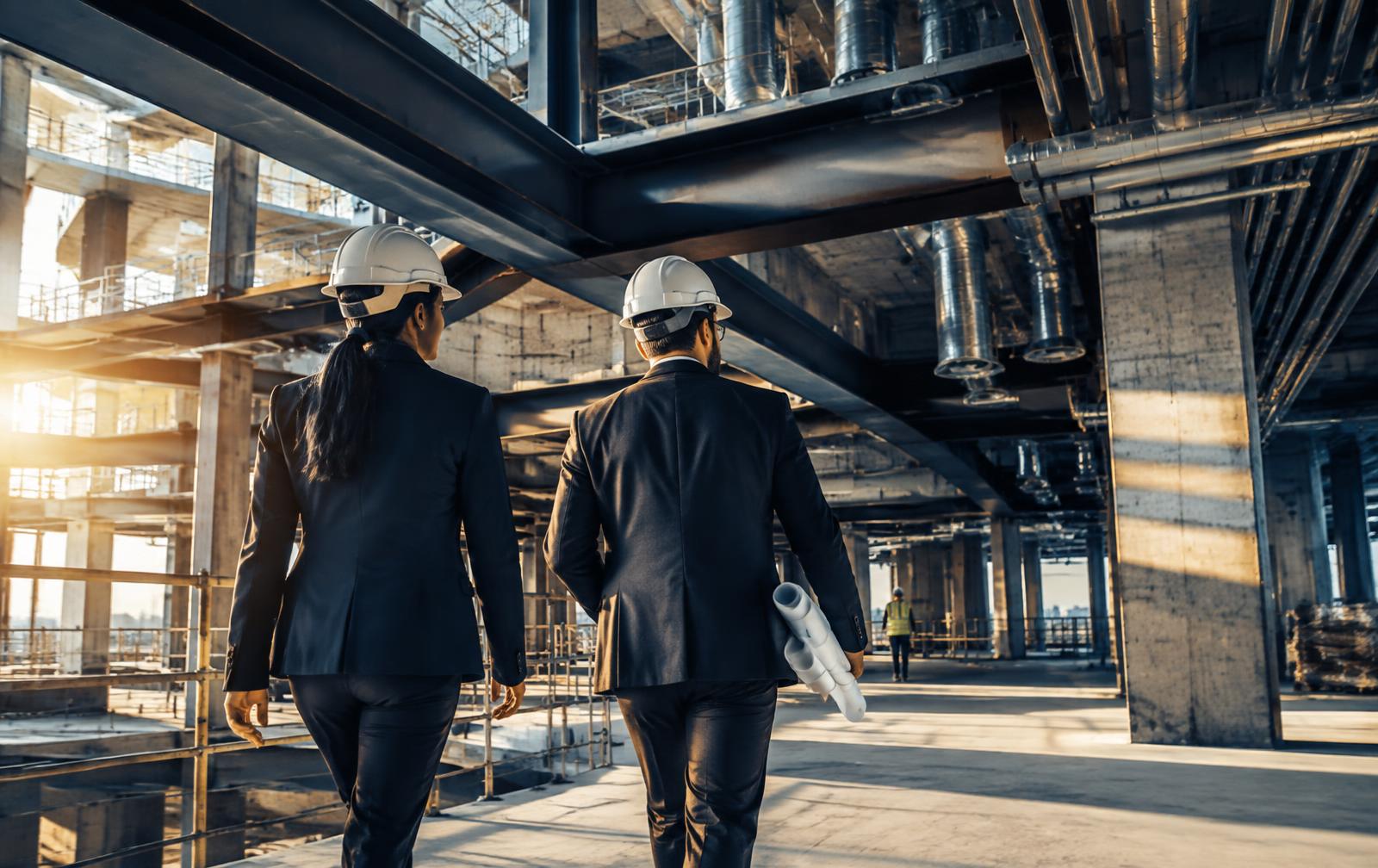 Experts en visite sur un chantier technique